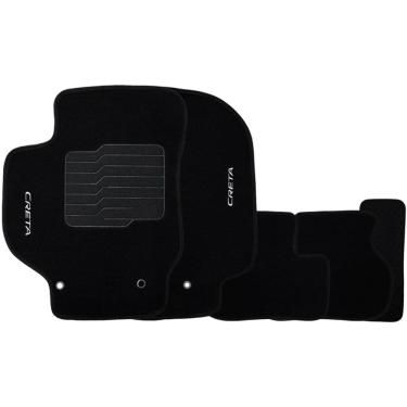 Imagem de Jogo de Tapete Automotivo Carpete Creta 2017 à 2021 Soft Logo Bordado Preto 5 Peças