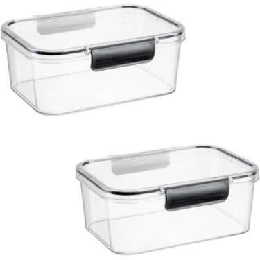 Imagem de Kit 2 Pote Multiuso Hermético Retangular Plástico 1,4 litros Plasnorth