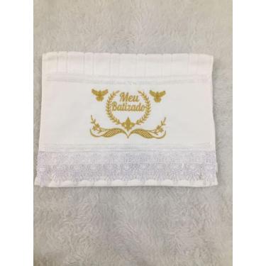 Imagem de Toalha de lavabo  Branca Bordada Meu Batizado - DaniBordados