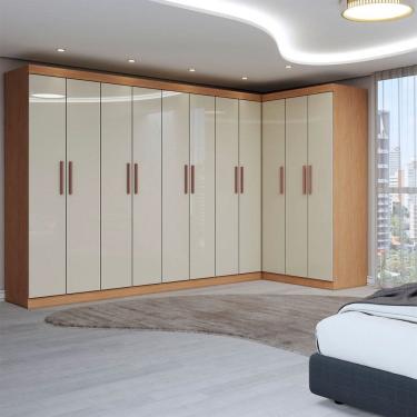 Imagem de Guarda-Roupa Casal Modulado Odisseia 11 Portas 4 Gavetas Cinamomo/Off White - Panorama Móveis