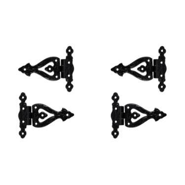 Imagem de SKANDH Dobradiça triangular de ferro | Dobradiças decorativas | Acabamento preto antigo para portas de celeiro, portões, armários de cozinha, galpões, caixa de madeira, móveis, baú de cedro e baús