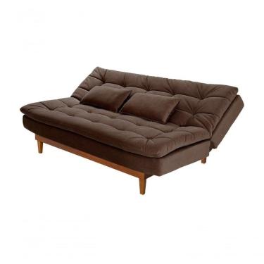 Imagem de Sofá Cama Dubai 3 Lugares Império Reclinável Casal Pés Madeira Madero Marrom 379
