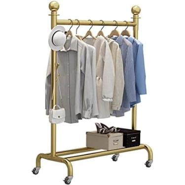 Imagem de Cabides De Metal Comercial Boutique Roupas Display Racks, Roupas Guarda-roupa Armazenamento Racks Sacos De Sapato Organizador De Roupas Rack De Roupas Sobre Rodas, With Hook, L150 * W35 * H135Cm