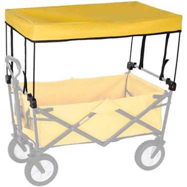 Imagem de Carrinho De Vagão Dobrável Toldo Dossel Carrinho Dobrável Ao Ar Livre Acessório De Carrinho Capa De Vagão Push Pull Para Jardim Praia, Yellow