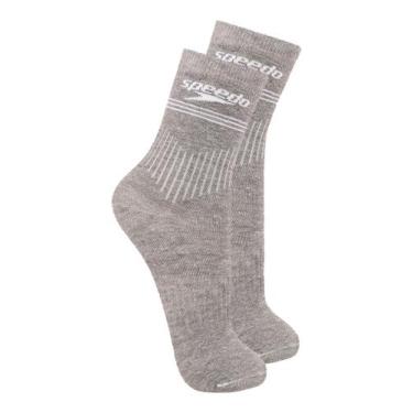 Imagem de Kit com 2 Pares de Meias Esportiva Cano Médio Speedo 8030, Cinza, 39-4