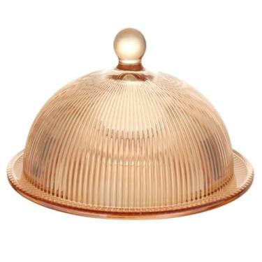 Imagem de Queijeira Graffiato em Vidro Âmbar 20cm