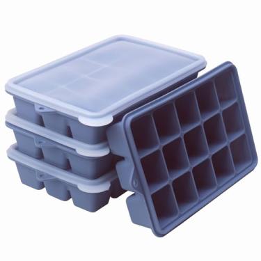 Imagem de 2 colheres de sopa de moldes de silicone para congelador – perfeitos para armazenar alho, ervas, gengibre, pesto, pasta de tomate, suco de limão, purês e mais – Bandeja de silicone para congelador de