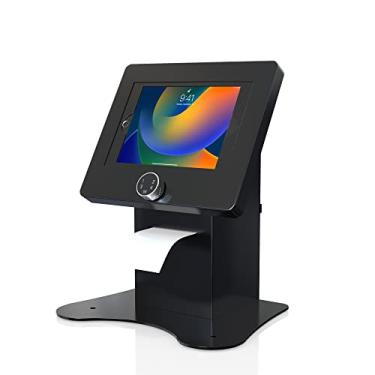 Imagem de CTA Digital Combinação de suporte e impressão de senha, suporte de mesa antifurto com compartimento de prateleira de impressora para iPad 10ª geração de 11 polegadas, iPad 7-9 de 10,2 polegadas, iPad