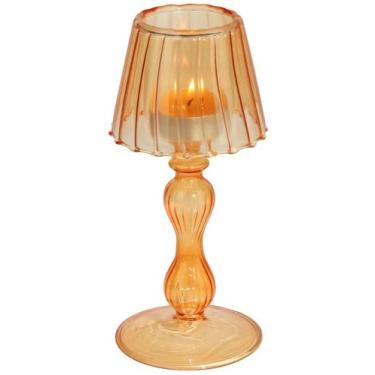 Imagem de Castiçal votivo de vidro Gurfuy Amber para decoração de mesa