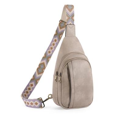 Imagem de Bolsa tipo estilingue CLUCI em couro tiracolo para mulher cinza