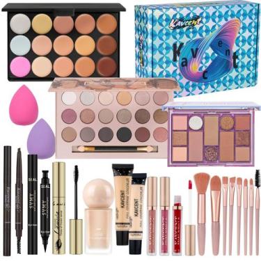 Imagem de Kit de maquiagem KAVCENT, conjunto completo com paleta de sombras e br