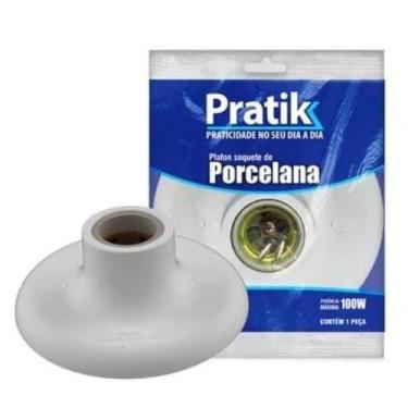 Imagem de Plafon Soquete Porcelana Branco E27 100w C/ Aditivo Anti-UV - Pratik