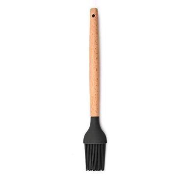 Imagem de Pincel de Cozinha em Silicone Cabo Madeira Grande 32cm Preto - udlandi