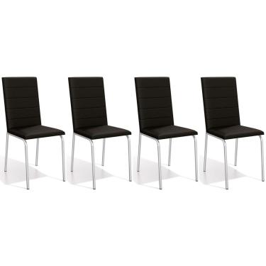 Imagem de Kit 4 Cadeiras Sala Jantar Amsterdã C091 4 Un Cromada/Preto 110 - Kappesberg