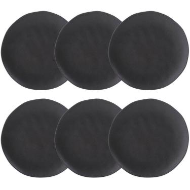 Imagem de Conjunto 6 Pratos Rasos Cerâmica Orgânico Preto Matte 26,5cm Porto Brasil Mesa Posta Ja...