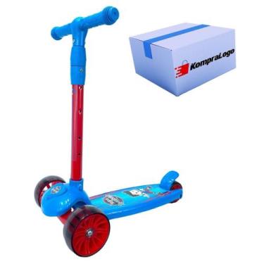 Imagem de Patinete Azul Menino Infantil 3 Rodas Luz Led Masculino Azul - Unitoys