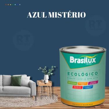 Imagem de Esmalte Sintético Brasilux Base Água Ecologico Cor Azul 800ML Brilhant