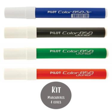 Imagem de Kit Marcador Caneta Hidrográfica Color 850 Jr 4 Cores Pilot Multiuso M