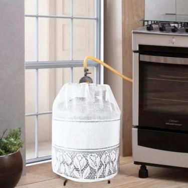 Imagem de Capa Para Botijão De Gás 13Kg Cozinha Renda Tulipa Branca - Universal 