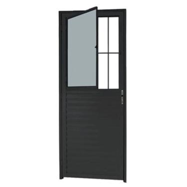 Imagem de Porta Basculante Aluminio Preto 2,10x0,80 Lado Direito 