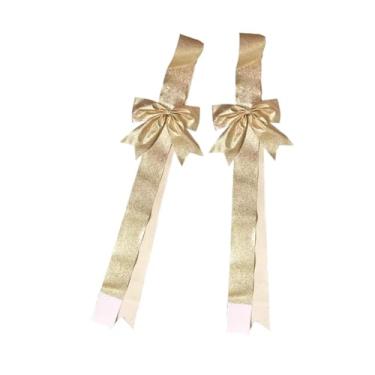 Imagem de oshhni 2 peças de laços de fita de Natal para porta de armário, decoração de árvore de Natal, grandes enfeites artesanais, guirlanda de Natal para festa na, Champanhe