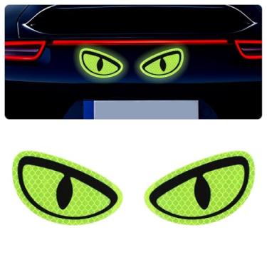 Imagem de Hovom 2 peças de adesivos refletivos de carro, adesivo de aviso automático de olhos fofos, adesivos de capacete de motocicleta, decalque refletivo de alta visibilidade para segurança noturna