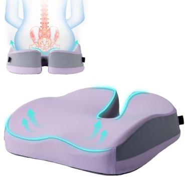 Imagem de Almofadas de assento para cadeiras de escritório, almofada de cadeira de rodas para longas dores nas costas, assento de espuma de memória, carro, computador, mesa, almofada, cóccix, alívio da dor no