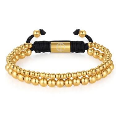 Imagem de WP WEPICK Pulseiras masculinas banhadas a ouro 18 K, corrente de elos francos, pulseira ajustável, joia masculina, presente de aniversário, For Wrist 6.5-8 Inch, Sem Pedra Preciosa