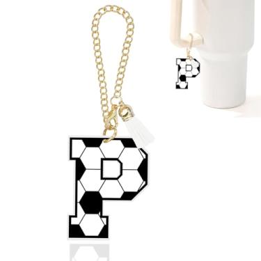 Imagem de Berloques com letra A-Z para garrafa de água Stanley Copo de 1,134 g, acessórios personalizados para copos Stanley, Soccer, Acrílico