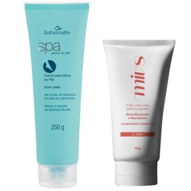 Imagem de Kit Clareador Corporal Virilha Axila Hidrata Pés Ureia Tira Rachadura 