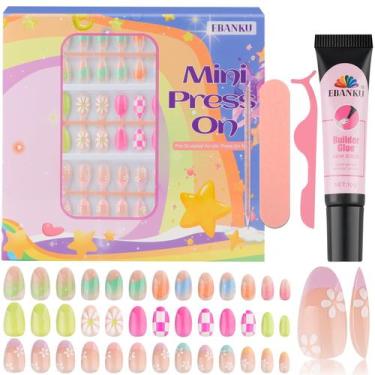Imagem de Pressione as unhas EBANKU Kids 78 peças com adesivos e cola