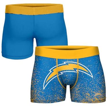 Imagem de FOCO Cueca boxer masculina NFL oficialmente licenciada pela cor do time com logotipo primário para fãs de futebol - Los Angeles Chargers - XX-Grande