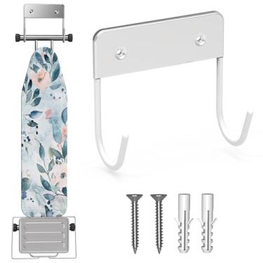 Imagem de ZHMY Suporte de parede para tábua de passar roupa, gancho de tábua de passar a ferro de aço inoxidável com 2 ganchos, suporte de tábua de ferro de parede para lavanderia gancho para perna Y ou T