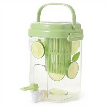 Imagem de Dispensador de bebidas de plástico para geladeira: Recipiente de água de 0,53 GL/2L com torneira - Jarra de água fria para cozinha e festa em casa (verde)