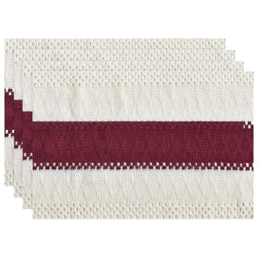 Imagem de Artoid Mode Jogo americano rústico Red Farmhouse, conjunto de tapetes de mesa vazados sazonais de 4,30 x 45,7 cm, decoração de festa e cozinha