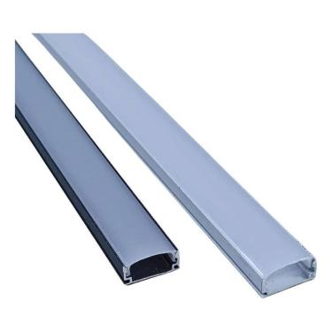 Imagem de 2X Kit Perfil Sobrepor 17Mm Aluminio Para Fita Led 2 Metros