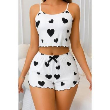 Imagem de Pijama Baby Dool Feminino Verão Short doll Sexy de Coração, Baby Doll 