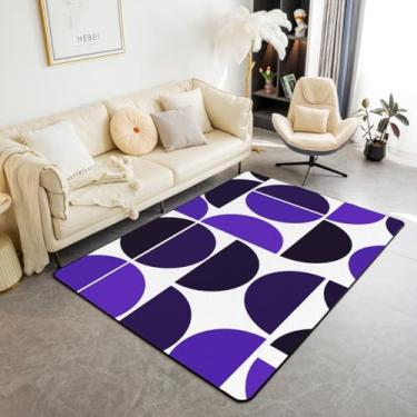 Imagem de Erosebridal Tapete roxo para sala de estar de meados do século, 1,80 m x 1,28 m, tapete decorativo geométrico abstrato moderno retrô boho arte interior tapete