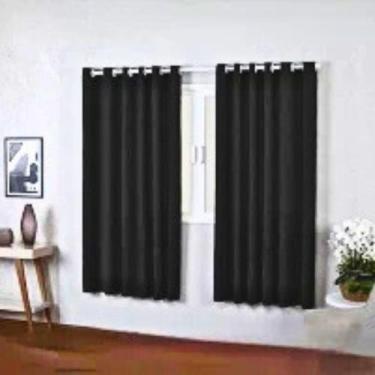Imagem de Cortina tecido para Sala E Quarto 2,40 X 1,35 PRETA - HOMESUSI