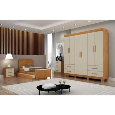 Imagem de Guarda Roupa Recife Gold 6 Pts Cinamomo/Off - Leifer - Leifer Móveis L