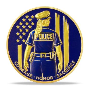Imagem de Moeda Desafio Policial Serviço de Aplicação da Lei e Medalhão de Integridade Obrigado por sua Dedicação Token Presentes de Apreciação para Policiais Veteranos e Famílias (Polícia Feminina)
