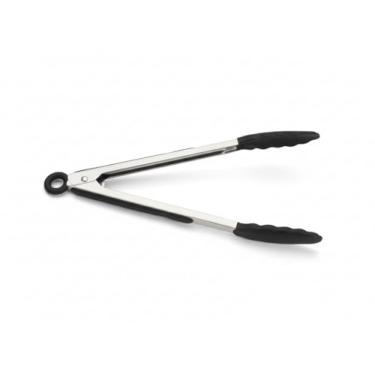 Imagem de Pegador de Salada Premium Multiuso Antiaderente em Silicone e Aço Inox 27cm Para Salada Churrasco Massas e Alimentos em Geral Cabo Antiderrapante Para Air Fryer Forno e Panelas (Preto)