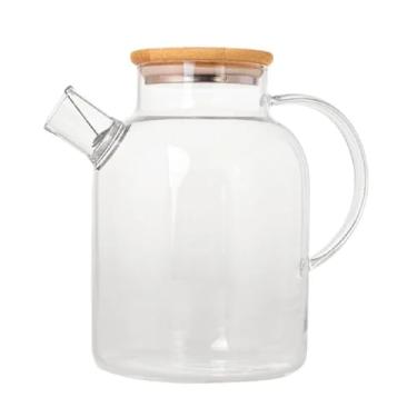 Imagem de Jarra de Vidro Borossilicato 1,8L com Tampa de Bambu e Vedação de Silicone – Resistente ao Calor e ao Frio, Ideal para Suco, Chá Gelado e Bebidas