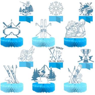 Imagem de Weekgrat 12 Pcs Last Toast on the Slopes Party Decorations Ski Bachelorette Honeycomb Centerpieces Blue Bachelorette Party Supplies with Ski Snowflake Goggle Lift for Bridal Shower Bachelorette