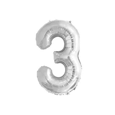 Imagem de Balão De Número Metalizado Prata Gigante - 75 Cm - PartiuFesta, 3