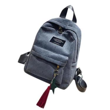 Imagem de Mochilas de veludo cotelê simples de mulher estilo campus mochilas de 