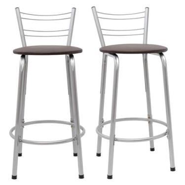 Imagem de Kit 2 Banco Para Balcão Ilha Bistrô Banqueta 60cm Flórida Prata Bar Co