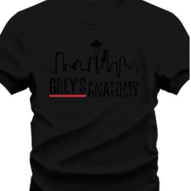 Imagem de Camiseta Greys Anatomy Personalizada Tecido Premium 30,1 - Hs, Preto, 