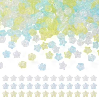 Imagem de Magibeads 360 peças de contas de acrílico estrela para kit de fabricação de pulseiras, 3 cores, contas de estrela fofas, misturadas, adoráveis, soltas, espaçadoras para fazer joias, faça você mesmo