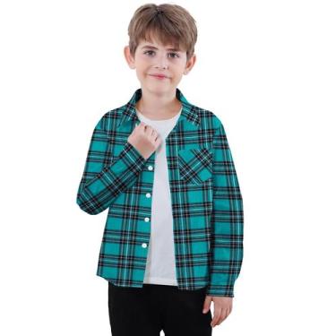 Imagem de Camisa SANGTREE xadrez de flanela, algodão, casual, manga comprida, az